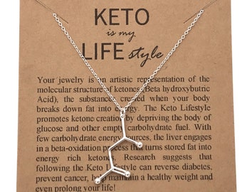 KETO LIFESTYLE-Ketone Molecule Necklace-Beta hydroxybutric Acid-Sterling Silver-Science Jewelry-Science Gifts for a Healthy Life