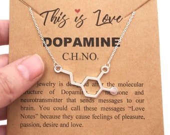 Dopamine Molecule Necklace-Handcrafted Molecule Jewelry-Love-Passion-Addiction-Psychology Gift-Anniversary Gift-Science-Christmas Gift