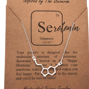 Sterling Silver Serotonin Molecule Necklace-Lift Me Up Science Gift-Science Jewelry-Happiness Gift-Eco-Friendly Handcrafted Jewelry