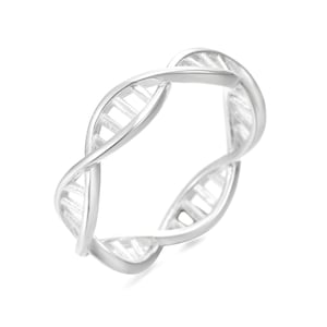 DNA Ring in Sterling Silver, Double Helix Genetics Jewelry,Science Ring
