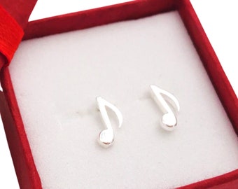 Sterling Silver Eighth Note Earrings-Symbolic Jewelry-Music Teacher Gift-Graduation Gift-Musician Gift-Handcrafted-Christmas -Screw Back