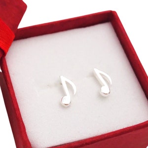 Sterling Silver Eighth Note Earrings-Symbolic Jewelry-Music Teacher Gift-Graduation Gift-Musician Gift-Handcrafted-Christmas Screw Back image 1