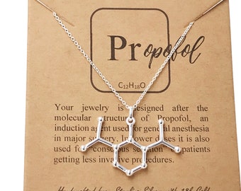 Sterling Silver Propofol Anesthesia Molecule Pendant Necklace-Anesthesiologist-Surgeon-Graduation Gift-Christmas Gift-Handmade Science Gifts