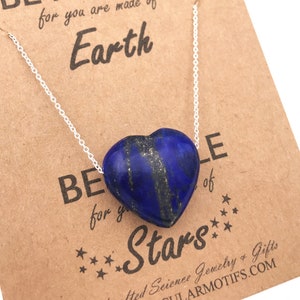 Lapis Lazuli Heart Pendant-Sterling Silver Chain-Science Gift-Graduation Gift-Birthday Gift-Graduation Gift-Gemstone Jewelry-Christmas Gift