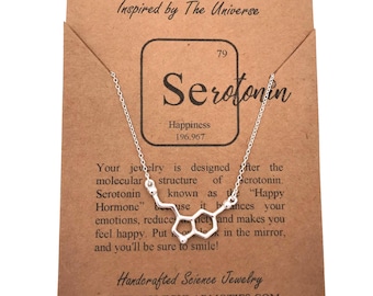 Handcrafted Serotonin Molecule Necklace-Christmas Gift-Science Gift-Unique Gift-Science Jewelry-Happiness Gift-Eco-Friendly Jewelry