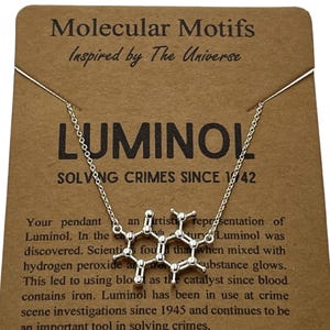 Luminol Molecule Pendant Necklace | 925 Sterling Silver | Handcrafted Forensic Science and True Crime Jewelry
