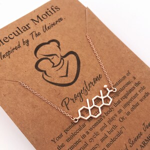 Sterling Silver Mom Molecule Necklace-Progesterone Molecule Pendant-Christmas Gift-Fertility Doctor Gift-Pregnancy Gift-Baby Shower Gift image 2