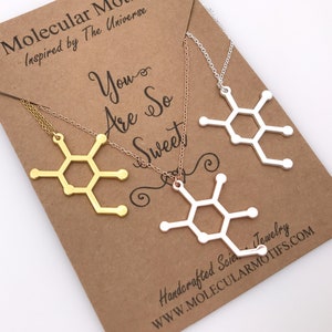 Sugar Molecule Necklace-Glucose Molecule Pendant-Science Gift-Valentine&#39;s Day Gift-Graduation Gift-Christmas Gift-Candy-Anniversary Gift