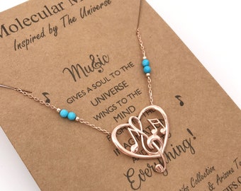 Music Heart Sterling Silver Pendant-Music Teacher Gift-Graduation Gift-Music Jewelry-Music 8th Note-16th Note-Treble Clef-Christmas Gift