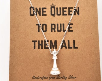 Queen Chess Piece Pendant Necklace-Chess Player Gift-Unisex Jewelry-Teacher Graduation Gift-Chess Master-Handmade STEM Jewelry