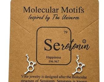 Happiness Serotonin Molecule Stud Earrings-Science Gift-Chemistry Gift Happiness Earrings-Graduation GIft-Christmas Gift-Handmade