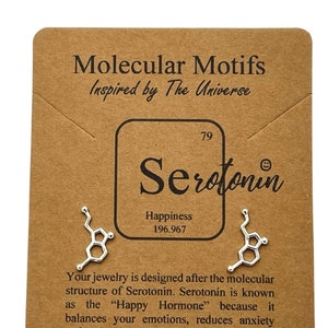 Happiness Serotonin Molecule Stud Earrings,Science Gift,Chemistry Gift Happiness Earrings,Graduation Gift,Christmas Gift,Handmade