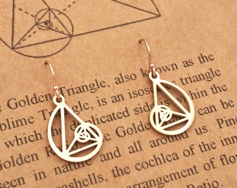 Gold Fibonacci Earrings-Sterling Silver Earwires-14k Rose Gold or Gold Filled Ear Wires-Golden Ratio-Math Gift-Sacred Geometry-Graduation