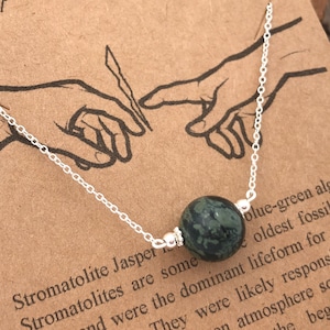 Fossilized Blue-Green Algae Stromatolite Necklace: Sterling Silver Fossil Necklace Symbolizing Creation