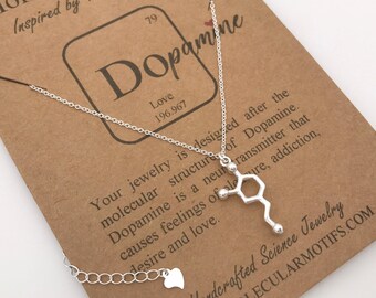 Sterling Silver Dopamine Molecule Hand-Cast Love Necklace-Love Molecule-Science Gift-Psychology Gift-Graduation Gift-STEM-Christmas Gift