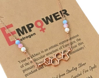 Sterling Silver Estrogen Molecule Necklace-Science Gift STEMinist-Christmas Gift-Feminist Jewelry-Women in STEM-Empowerment Jewelry