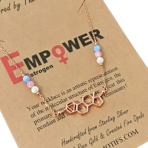 Sterling Silver Estrogen Molecule Necklace-Science Gift STEMinist-Christmas Gift-Feminist Jewelry-Women in STEM-Empowerment Jewelry