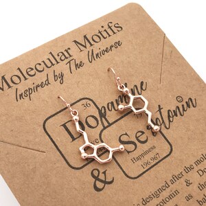 Sterling Silver Serotonin Dopamine Molecule Earrings-Love Happiness Earrings-Graduation Gift-Science Gift-Statement Earrings-Christmas Gift image 5