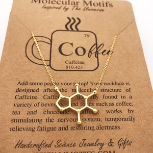 Rose Gold plated Coffee Molecule Necklace-Silver or 18k Gold plated-Caffeine-Coffee Charm-Christmas Gift-Graduation Gift-Boss Gift-OOAK image 5