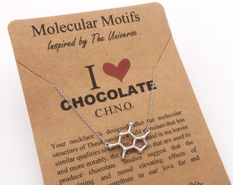 Chocolate Lover Theobromine Molecule Necklace-Handcrafted-Chef Baker Gift- Science Jewelry Chemistry-Graduation Gift-Christmas Gift