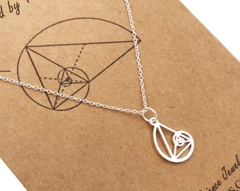 Sterling Silver Fibonacci Necklace,Petite Golden Ratio,Golden Triangle,Teacher Gift,Christmas Gift,Graduation Gift,Sacred Geometry,Math Gift
