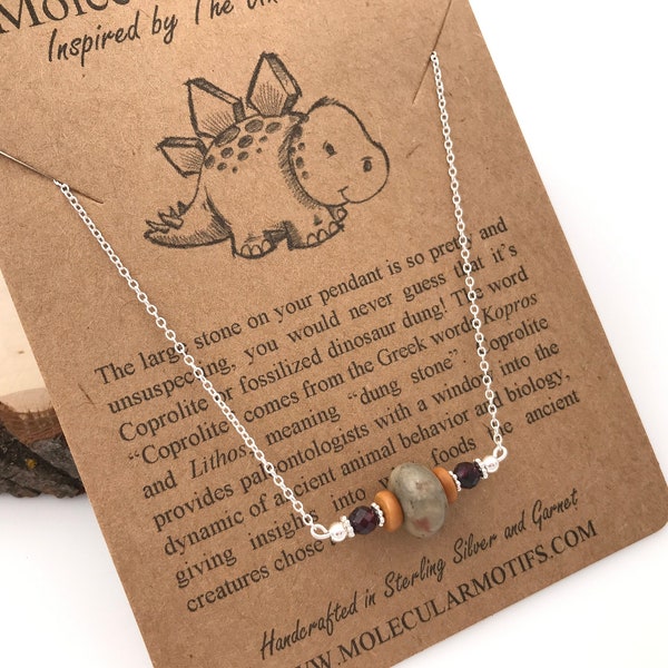 Fossilized Coprolite Necklace-Custom Birthstone and Olive Seeds-Dinosaur Poop Dino Dung Necklace-Funny-Christmas Gift-Graduation Gift
