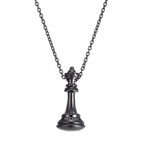 Oxidized Sterling Silver Queen Chess Pendant Necklace: Handmade STEM Jewelry