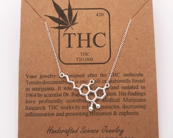 THC Molecule Necklace-18k Rose Gold or Gold Plating-Medical Marijuana Pendant-Cannabis-Weed Molecule Necklace-420 Gift-Christmas Gift-OOAK