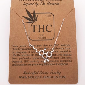 THC Molecule Necklace-18k Rose Gold or Gold Plating-Medical Marijuana Pendant-Cannabis-Weed Molecule Necklace-420 Gift-Christmas Gift-OOAK image 1