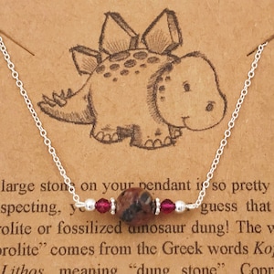 Versteinerte Koprolith Halskette-Custom Birthstone-Dinosaurier Poop Dino Dung Halskette-Lustige Wissenschaft Geschenk-Sterling Silber-Weihnachtsgeschenk-Handgemacht