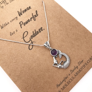Sterling Silver Amethyst Mermaid-Moon Goddess-Hand Cast-Fairy Tale-Fantasy-Mermaid Lover-February Birthday Gift-OOAK-Christmas Gift