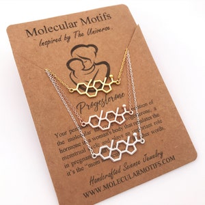 Sterling Silver Mom Molecule Necklace-Progesterone Molecule Pendant-Christmas Gift-Fertility Doctor Gift-Pregnancy Gift-Baby Shower Gift image 3