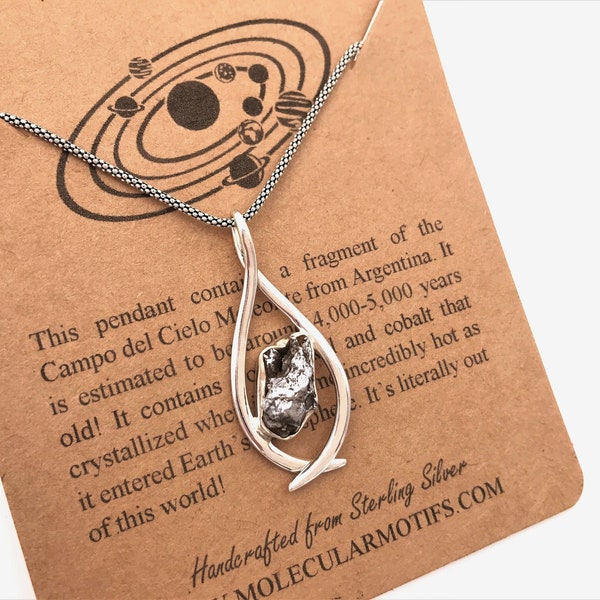 Sterling Silver Campo Del Cielo Meteorite Pedant-Cosmic Outerspace Pendant-Science Gift-OOAK