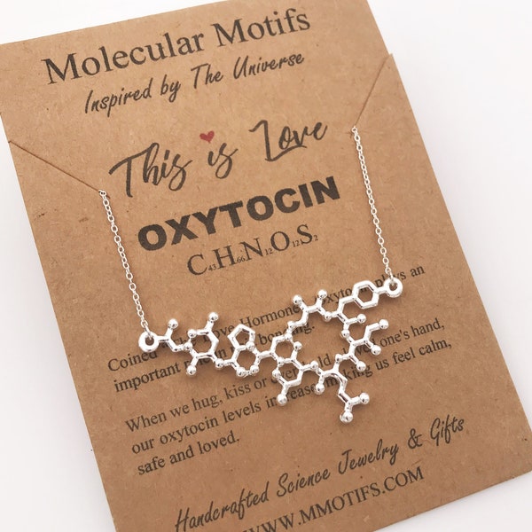 Oxytocin Molecule Necklace-Love Molecule-Bonding Molecule-Optional Birthstone-Christmas Gift-Anniversary Gift-Love Gift-Graduation GIft