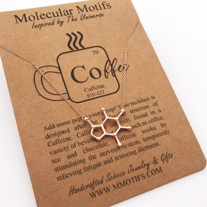 Rose Gold plated Coffee Molecule Necklace-Silver or 18k Gold plated-Caffeine-Coffee Charm-Christmas Gift-Graduation Gift-Boss Gift-OOAK image 1