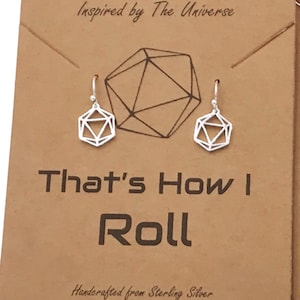 D20 Dice Earrings with Sterling Silver or 14 Gold Filled Wires,Nerdy DND RPG Jewelry,Handmade Science Jewelry & Gifts by Molecular Motifs