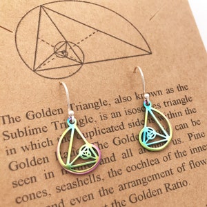 Fibonacci Earrings-Petite Metallic Rainbow-Golden Ratio-Math Gift-Sacred Geometry-Christmas Gift-Teacher Gift-STEM Gift-Graduation Gift