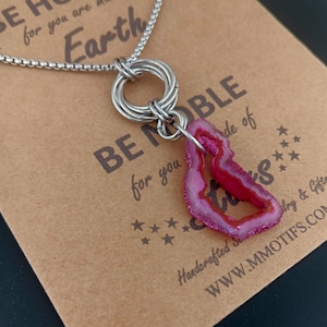 Pink Druzy Necklace Pendant-Hand Made Statement Necklace-Geode Druzy-OOAK