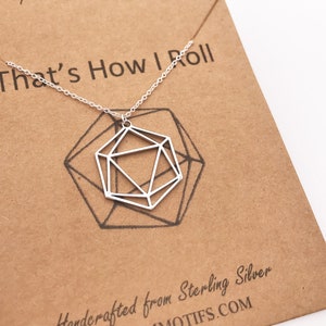 Twenty Sided Dice Sterling Silver Necklace-D20 Pendant-Gamer Gift-Roleplaying Game Gift-Polyhedron-Christmas Gift