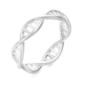 Sterling Silver Infinity DNA Ring-Hand Made DNA Eternity Mobius-Doctor Genetics Gift-Science Gift-Christmas Gift-Unisex Sizes 5-13