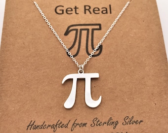 Sterling Silver Pi Pendant Necklace,Math Necklace,Physics Science STEM Jewelry,Science Gift,Eco-Friendly Handmade Science and Math Jewelry