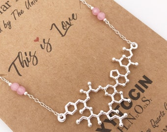 Sterling SIlver Oxytocin Molecule Necklace-Love Molecule-Bonding Molecule-Birthstone-Science Gift--Christmas Gift-Love Gift-Graduation GIft