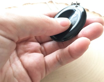 Worry Stone-Thumb Stone-Obsidian/Rose Quartz/Opalite/Crystal Quartz-Gemstone Sensory Healing Pendant-Stocking Stuffer-Christmas