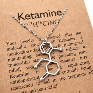 Ketamine Molecule Necklace-18k Gold or Rose Gold plated-Mental Health Antidepressant Chronic Pain Necklace- Chemistry-Christmas Gift-