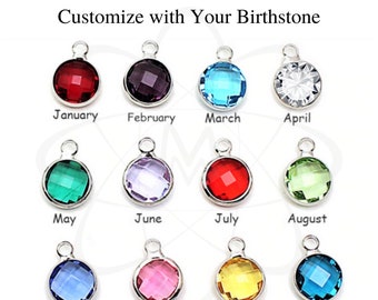 Crystal Birthstone Charm-Customized Family Birthstones-Add-On Crystal Birthstone Charm,Personalized Birthday Gift-6MM or 8MM