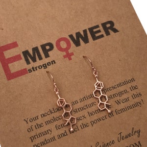 18k Rose Gold Finish-Sterling Silver Estrogen Molecule Earrings-Science Gift-Woman Power-Gift of Femininity-Empower-Christmas Gift-Handmade