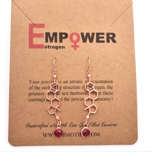 Estrogen Molecule Earrings-Sterling Silver Earwires-Science Gift-Woman Power-Gift of Femininity-Empower-Christmas Gift-Birthstones Optional