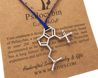 Magic Mushroom Molecule Ornament-Bookmark-Psilocibin Molecule-Science Gift-Graduation Gift-Christmas Gift-Psychiatry Symbol-Handmade