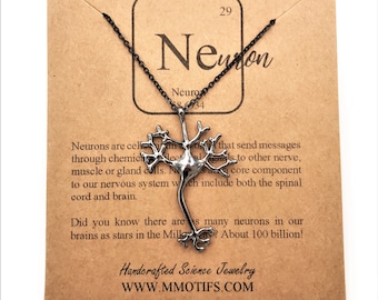 Neuron Necklace in Black Chrome -Women in STEM-Tree of Life-Psychology Gift-Science Gift-Science Jewelry-Graduation Gift-Christmas Gift