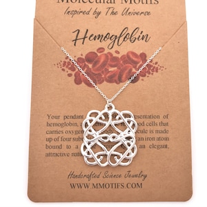 Blood Hemoglobin Molecule Necklace,Science Gift,Chemistry Gift,Phlebotomist Gift,Doctor Gift,Forensic Science Jewelry,Handmade Eco Friendly
